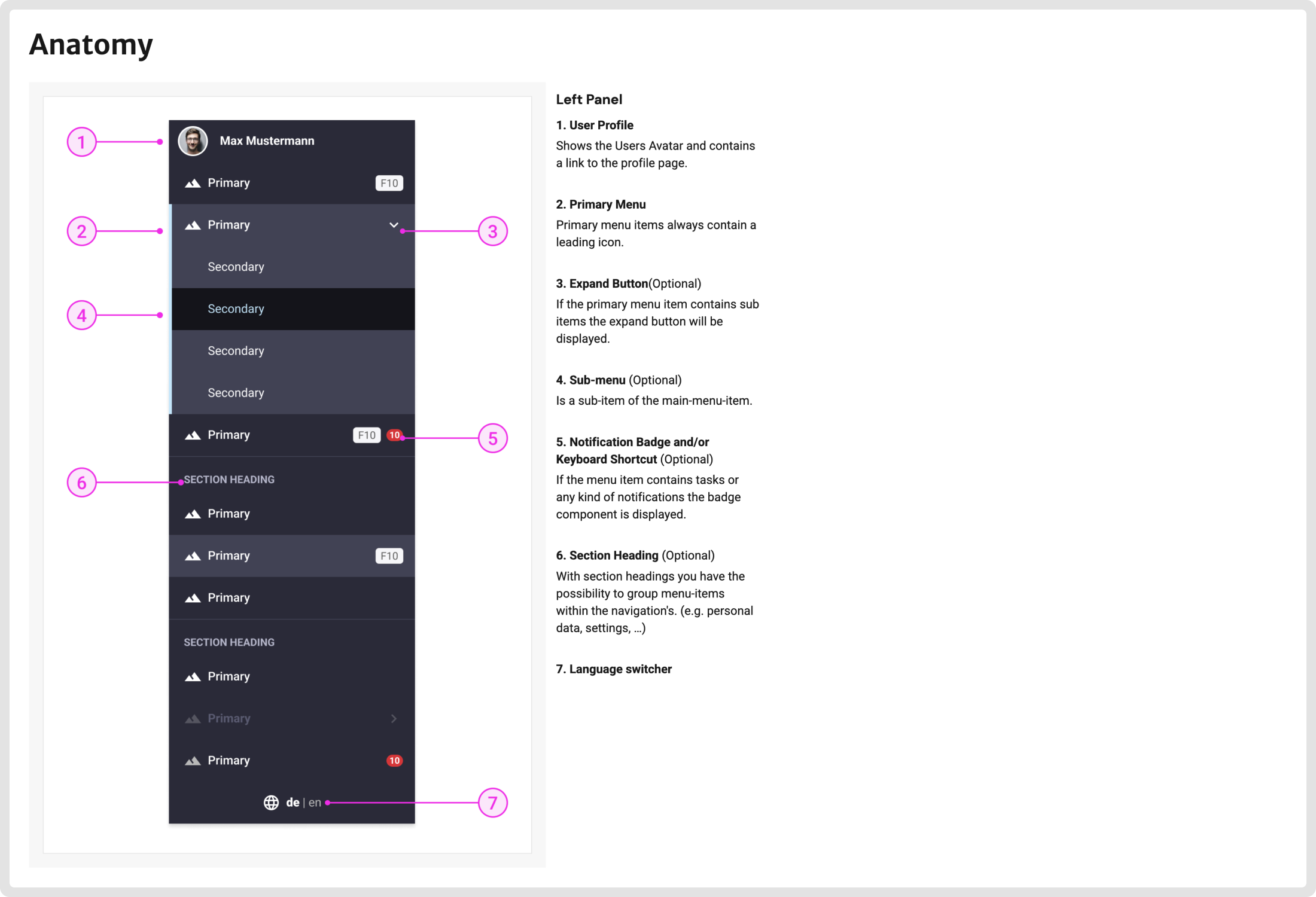 Left Panel Navigation documentation