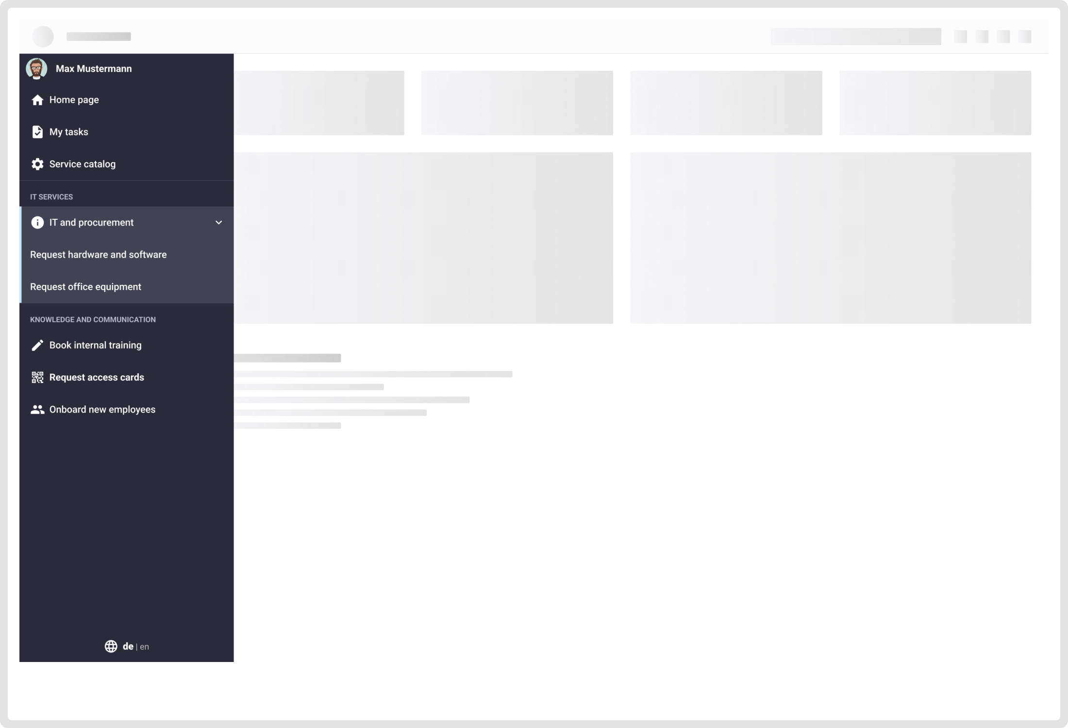 Left Panel Navigation UI example